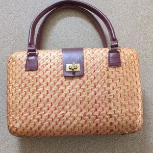 Pink and Brown Satchel with Textured Elegance